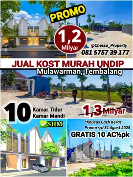 JUAL KOST MURAH TEMBALANG UNDIP 10KT 1,2MILYAR PROMO