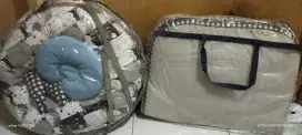 Tempat tidur kelambu bayi + bantalan duduk / tidur bayi