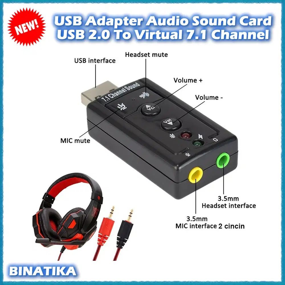 USB Adapter Audio Sound Card USB 2.0 To Virtual 7.1 Channel