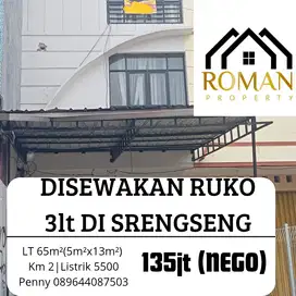 DISEWAKAN RUKO 3 LANTAI DI JOGLO UTK KANTOR DAN BUKA USAHA