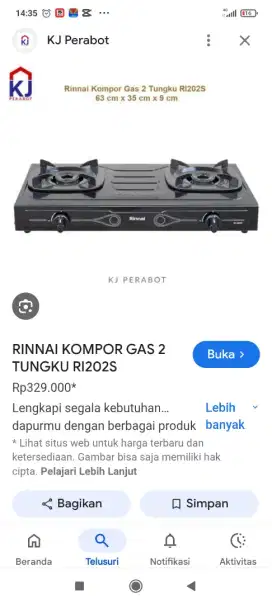 Kompor rina 2 tungku