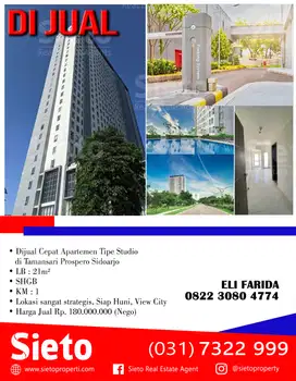Dijual Cepat Apartemen Tipe Studio  di Tamansari Prospero Sidoarjo