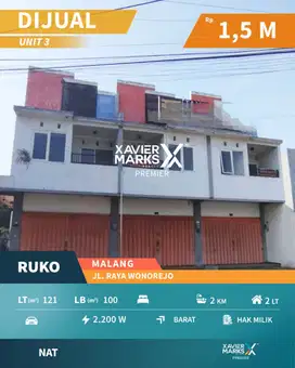 Dijual 3 Unit Ruko 2 Lantai Nol Jalan Raya Wonorejo Malang