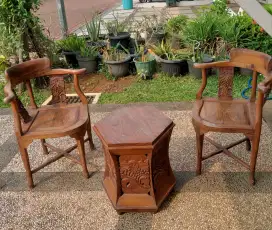 1 set kursi teras jati asli