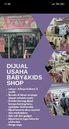 Di jual usaha baby and kids shop