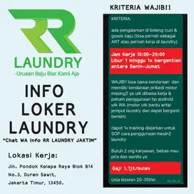 Lowongan Kerja Laundry Kiloan Duren Sawit Jakarta Timur