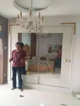 Almari baju cermin jati asli