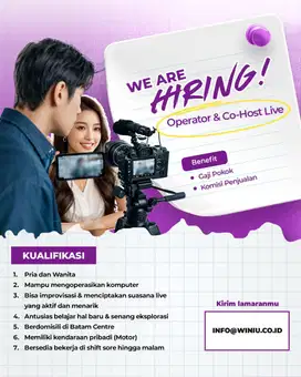 WE ARE HIRING! OPERATOR & CO-HOST LIVE