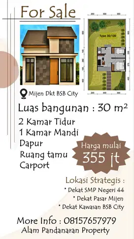 Dijual Cepat Rumah Strategis di Mijen Dekat BSB City