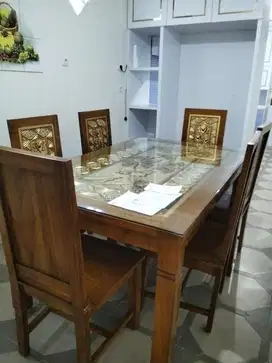 Meja makan jati 6 kursi