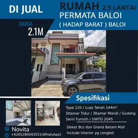 Rumah 2.5Lantai Siap Huni PERMATA BALOI ( hadap barat)