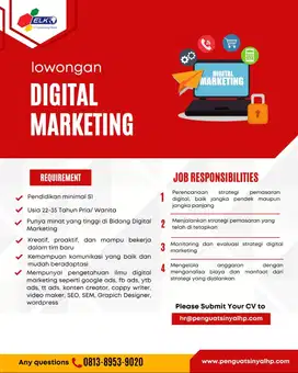 Lowongan Kerja Digital Marketing ( Digital Strategis, Content Creator)