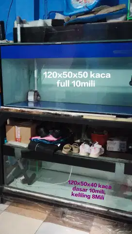 Akuarium 120x50x50 kaca full 10mili dan 8 Mili