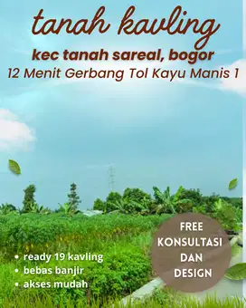 Jual Tanah Kavling Tanah Sareal, Kota Bogor, 12Menit ke Tol Kayu Manis