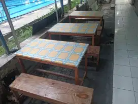 Meja cafe panjang / jati belanda harga borong