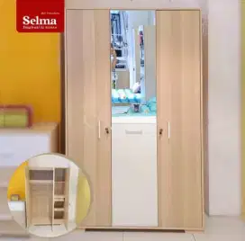 Lemari 3 pintu kayu+ kaca
