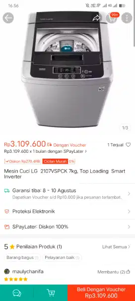 Mesin cuci LG diamond glass