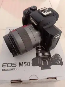 Kamera Canon M50 & lensa Canon 18-55mm STM & BOX, bukan sony, Nikon