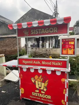Booth portable sekat atap meja samping gerobak lipat kekinian