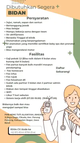 Dibutuhkan Segera Lowongan Asisten Bidan