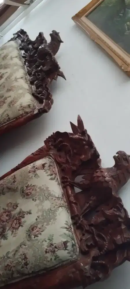 Set Kursi tamu jati tua ukiran timbul BURUNG GARUDA