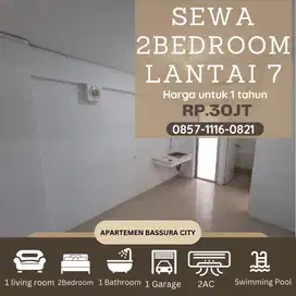 2 kamar sewa unfurnished samping mall lantai 7 apartemen bassura city