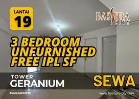 Disewa Apartemen Bassura City 3 Bedroom Unfurnished Tower G Lantai 19