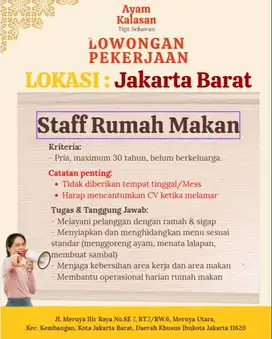 Staff Rumah Makan di Jakarta Barat
