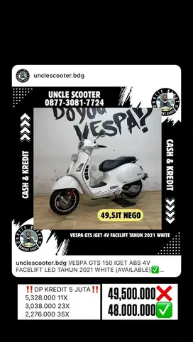 VESPA GTS 150 IGET ABS 4V FACELIFT LED TAHUN 2021 WHITE