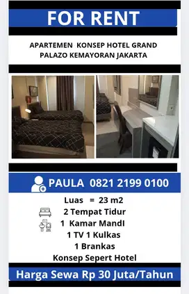 Kamar Hotel Grand Palace Kemayoran Jakarta Pusat Rp 3.5 Juta / bulan