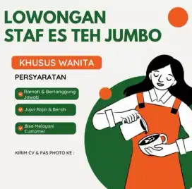 Dibutuhkan segera karyawan untuk booth es teh