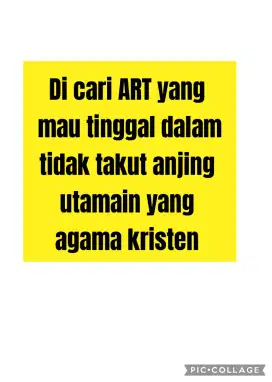 Dicari ART yang mau tinggal dalam dan tidak takut anjing