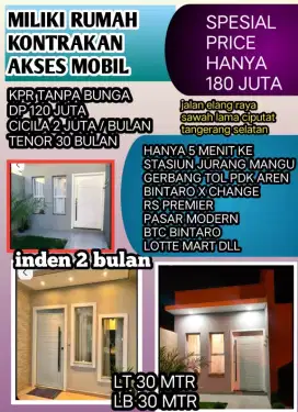Kontrakan akses mobil inden murah