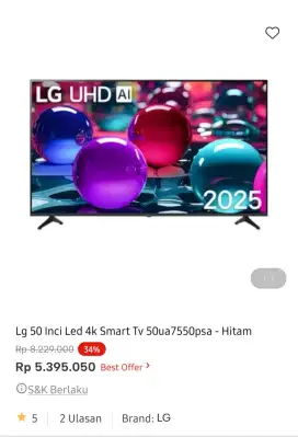 LG LED TV SMART 50 INCI 50UA7550PSA-