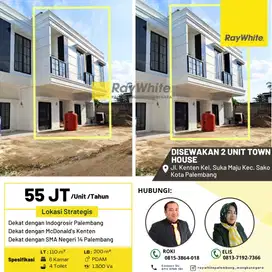 Disewakan 2 unit townhouse di Jl Kenten Kota Palembang