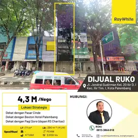 Dijual Ruko 1 Pintu di Jl Jendral Sudirman Kota Palembang
