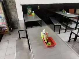 Meja warkop rangka besi ( 4 set)