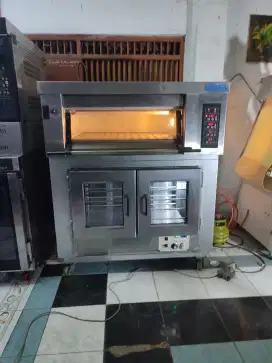 Oven deck gas 2 loyang dan underneath proofer 10 loyang Sinmag Taiwan