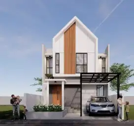 Rumah 2 lantai nempel jalan raya utama