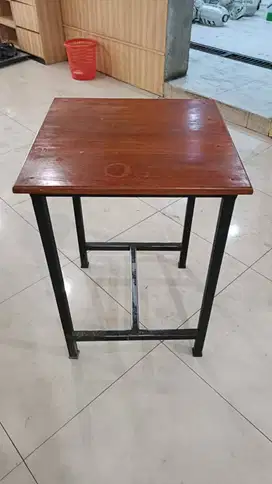Meja Besi Kayu Minimalis 55x55x77cm Kuat & Serbaguna