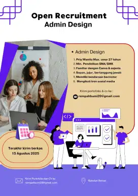 Lowongan Admin design | online shop | olshop