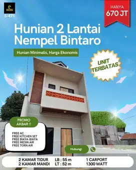 Rumah 2 Lantai Ready Stok pondok kacang, dekat graha raya, bintaro
