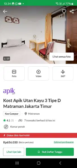 RUMAH KOST JUAL CEPET DI UTAN KAYU UTARA