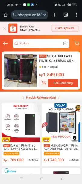 KULKAS SHARP SJ 180 NEGO RED