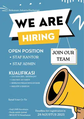 Dibutuhkan Segera staff kantor di surabaya