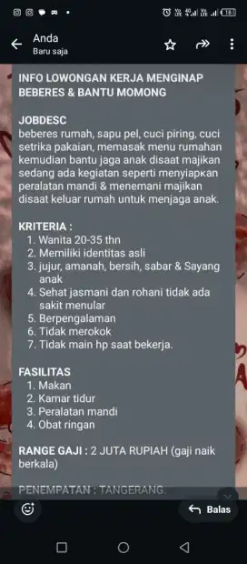 Yang minat kerja art momong lngsng japrii