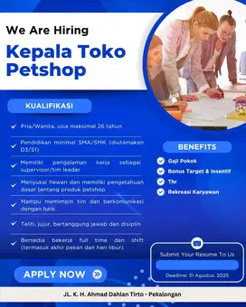 Supervisor (Kepala Toko) Pets Shop