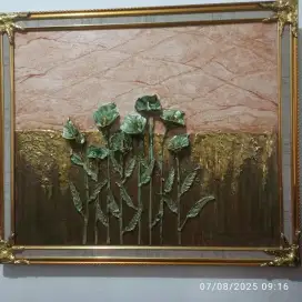 Lukisan Bunga lily timbul mewah