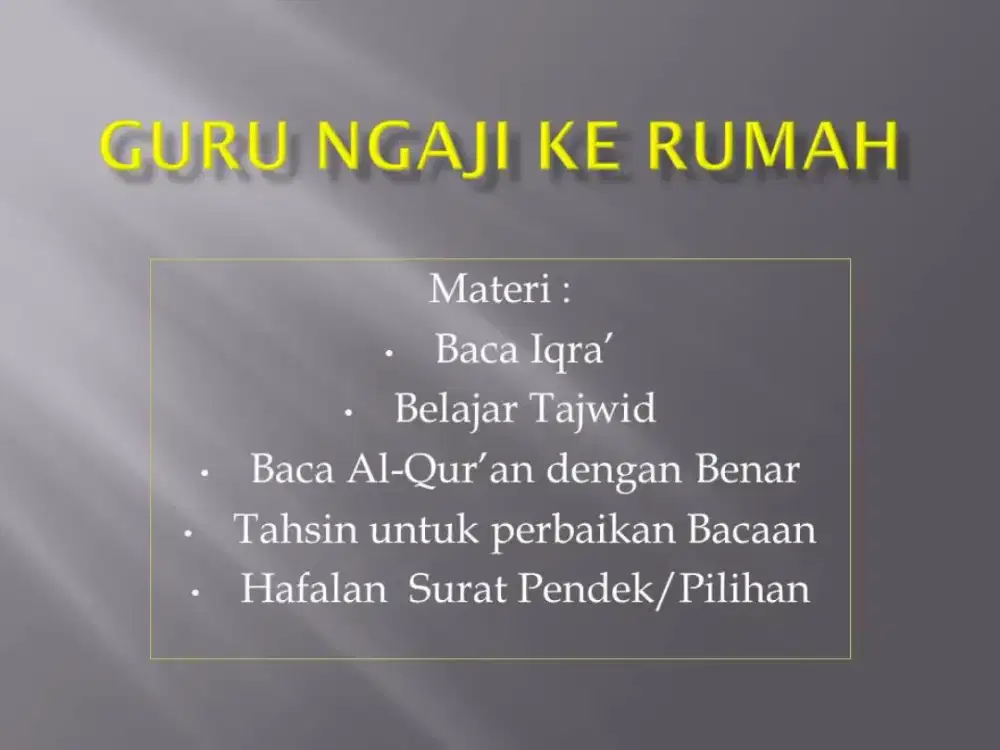 Guru ngaji daerah bintaro dan sekitar