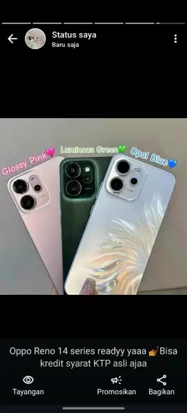 Dijual Oppo Reno 14 F 5G BERGARANSI RESMI
